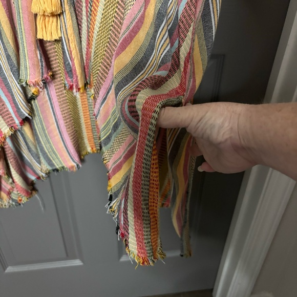 True Craft Oversized Boho Kimono Multicolor Stripe Fringe Tassels Tie XS/S - Picture 5 of 9